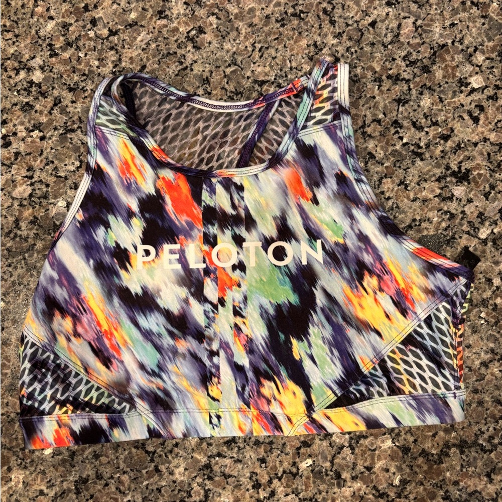 Peloton Colorful Abstract Sports Bra, size Large. Like New condition.